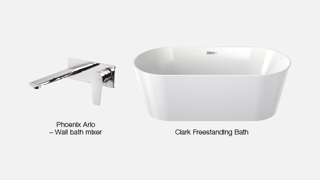 2310 Designer Inclusions (web) Bathroom 640x360px 6. Freestanding Bath & Mixer