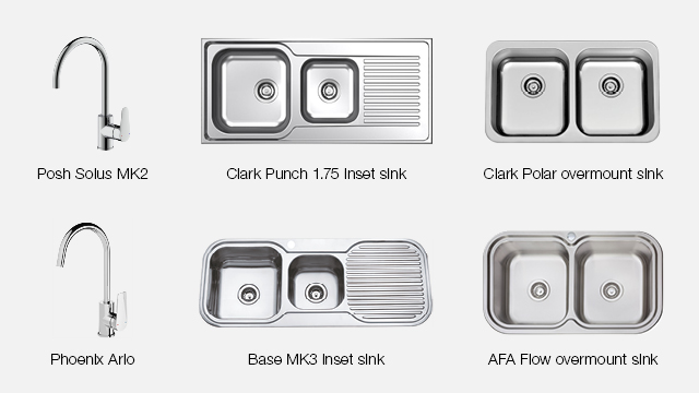 2504 Designer Inclusions (web) Kitchen 640x360px 2. Sink Mixers & Sinks