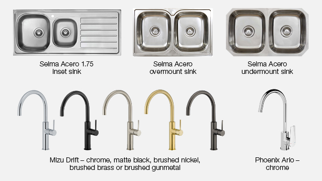 2508 Elegance Inclusions (web) Kitchen 640x360px 5. Sink Mixers & Sinks