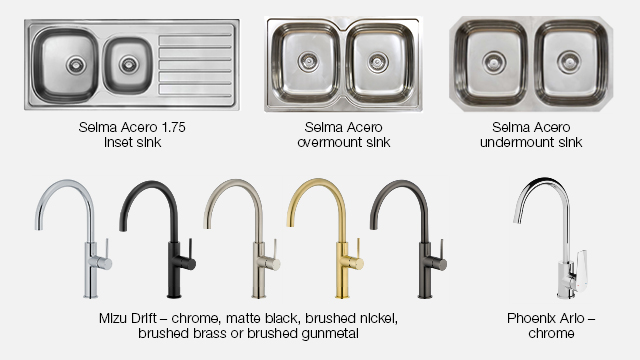 2508 Elegance Inclusions (web) Kitchen 640x360px 5. Sink Mixers & Sinks